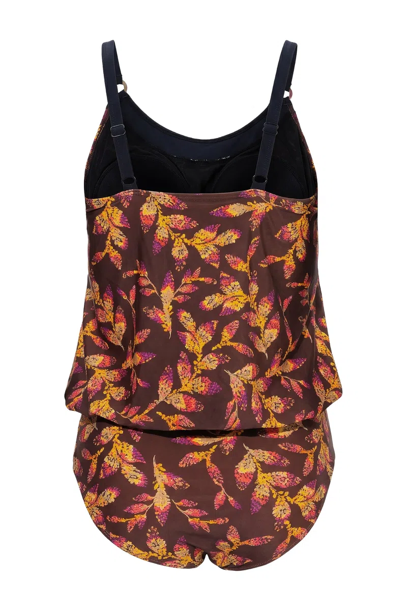 Ulla Popken Tankini, Blätter, Softcups, Träger Verstellbar Parte Superior de Bikini Mujer (Pack de 1)