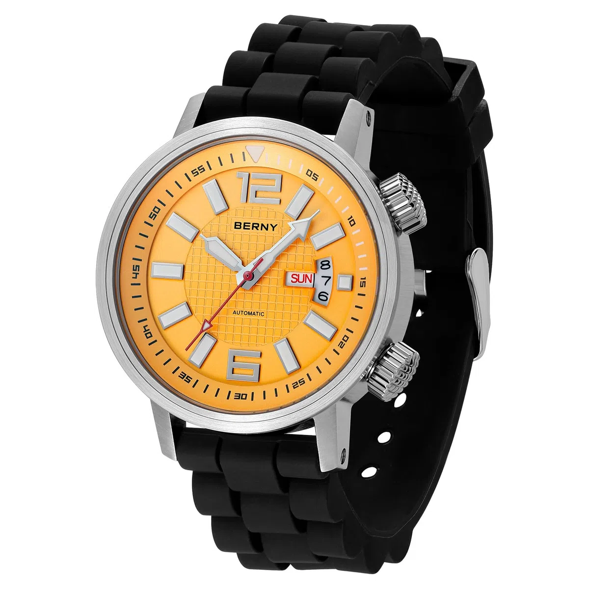 BERNY Reloj Automático para Hombres Reloj De Buceo Automático con Correa De Silicona Suave Relojes De Pulsera Resistente Al Agua 20ATM Cristal De Zafiro Resistente A Los Arañazos Super Luminoso
