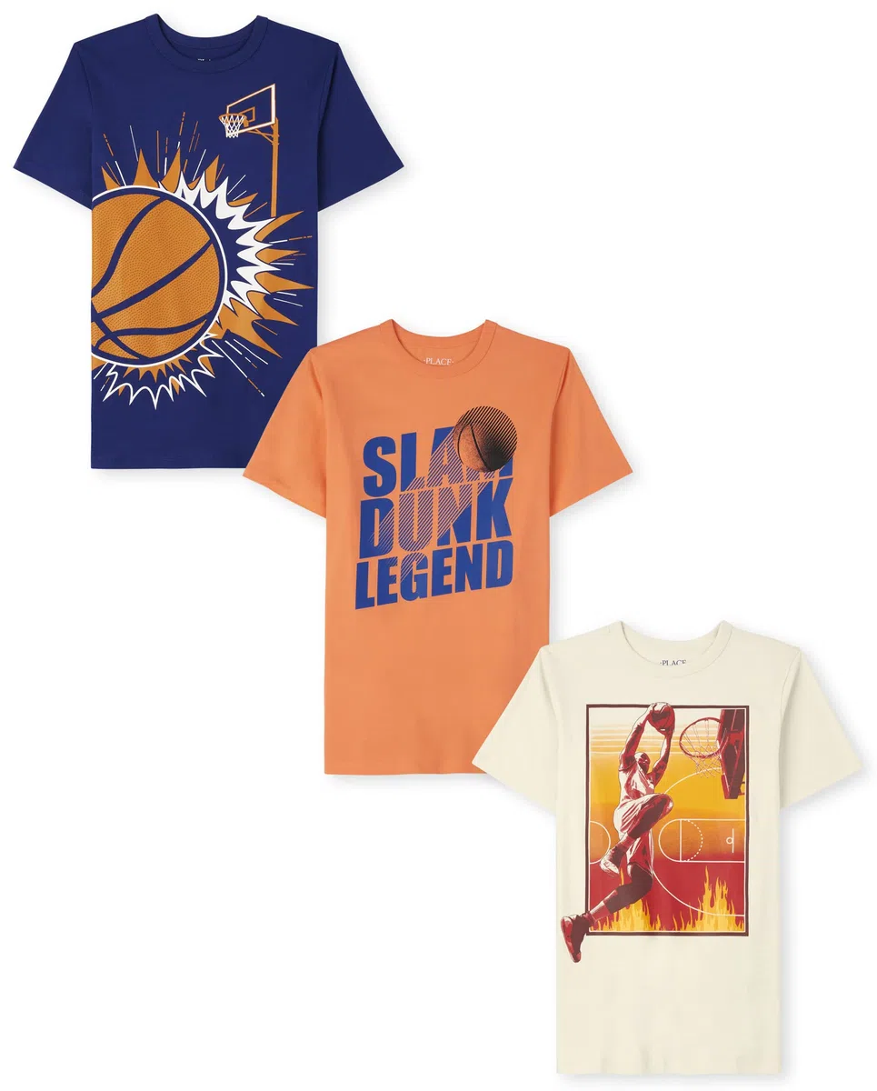 The Children's Place Camisetas gráficas de Manga Corta para niño, Paquete múltiple