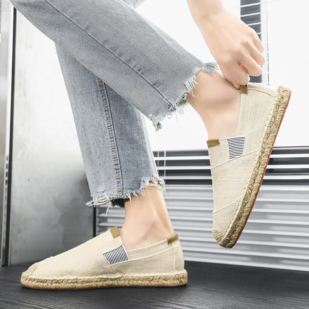 Alexis Leroy Alpargatas de Lona para Hombre Zapatos de Esparilla Casual