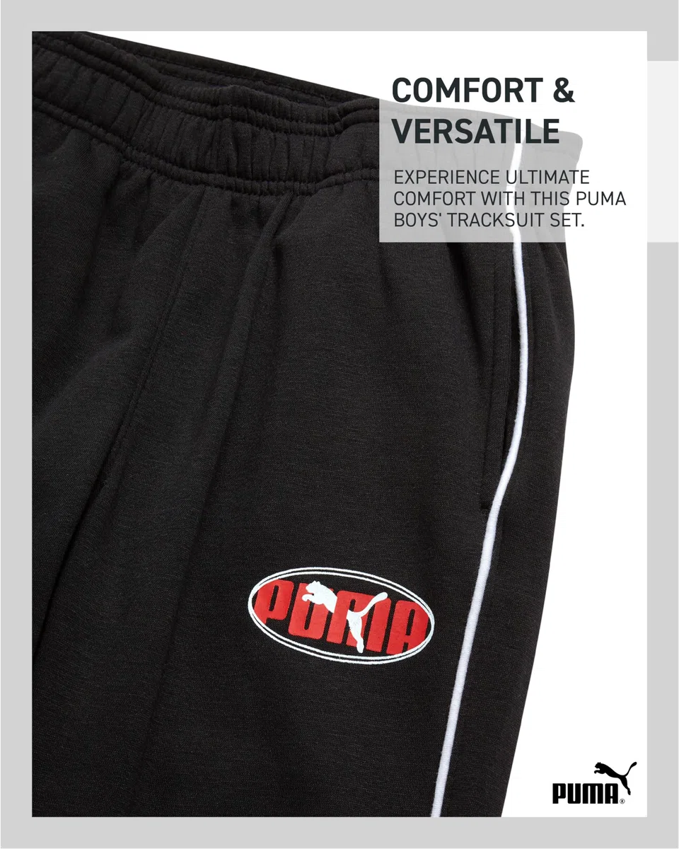 Puma Conjunto de chándal para niños, 2 piezas de forro polar con cremallera, sudadera con capucha y pantalones deportivos para niños (tallas: 8-16)