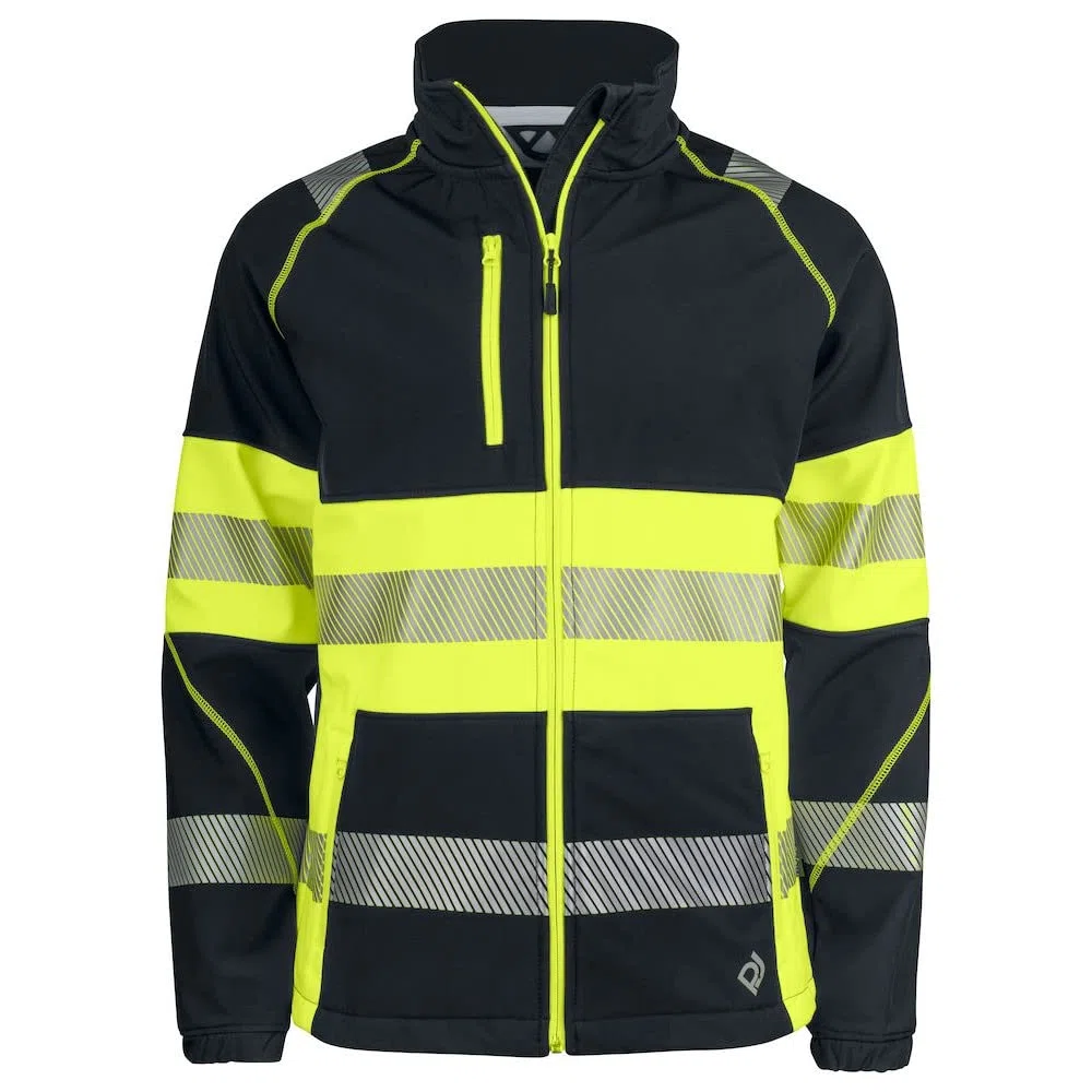 6443 - Chaqueta softshell con rayas reflectantes segmentadas EN 20471, chaqueta de protección de advertencia clase 1