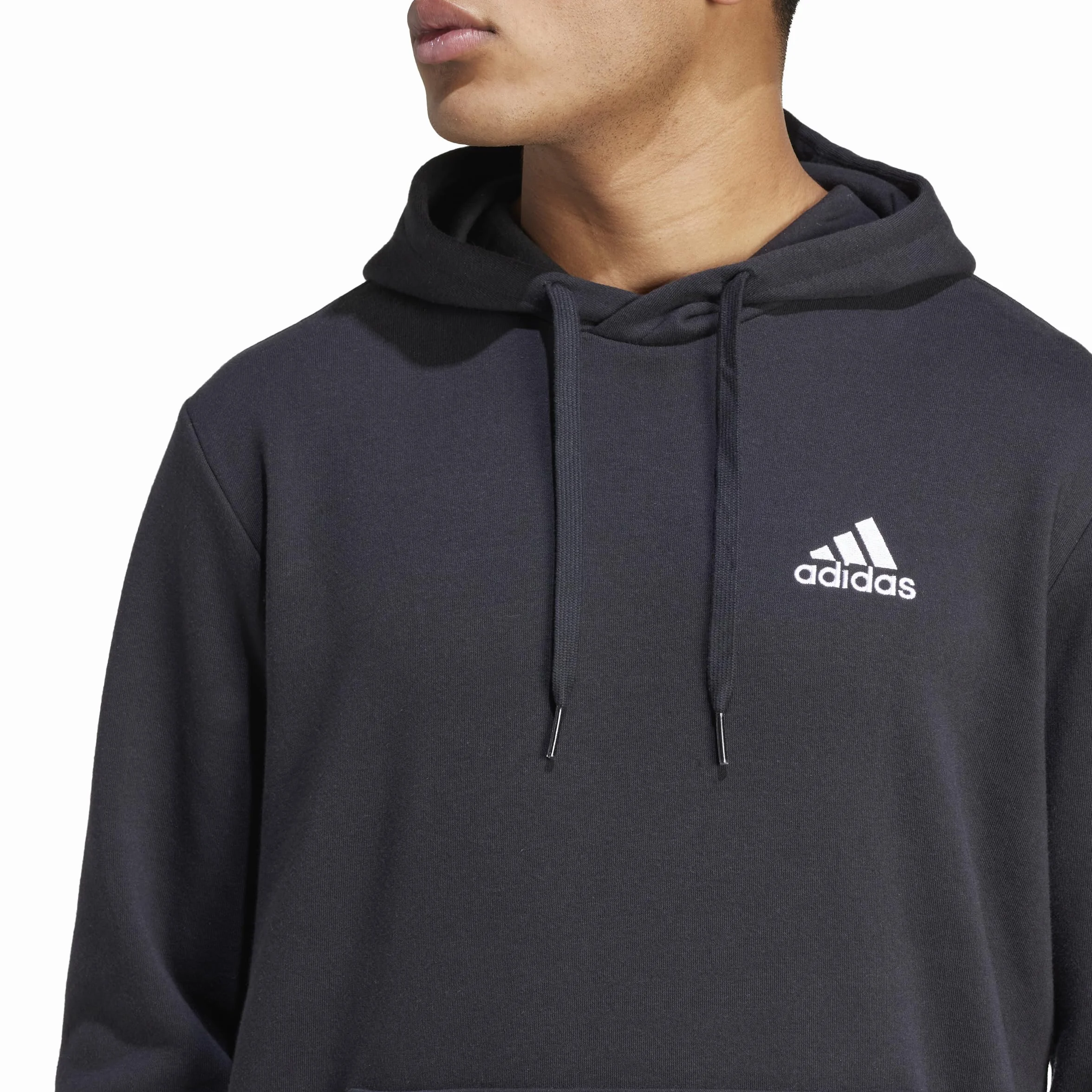 adidas Hombre Essentials Fleece Hoodie, Black / White, S