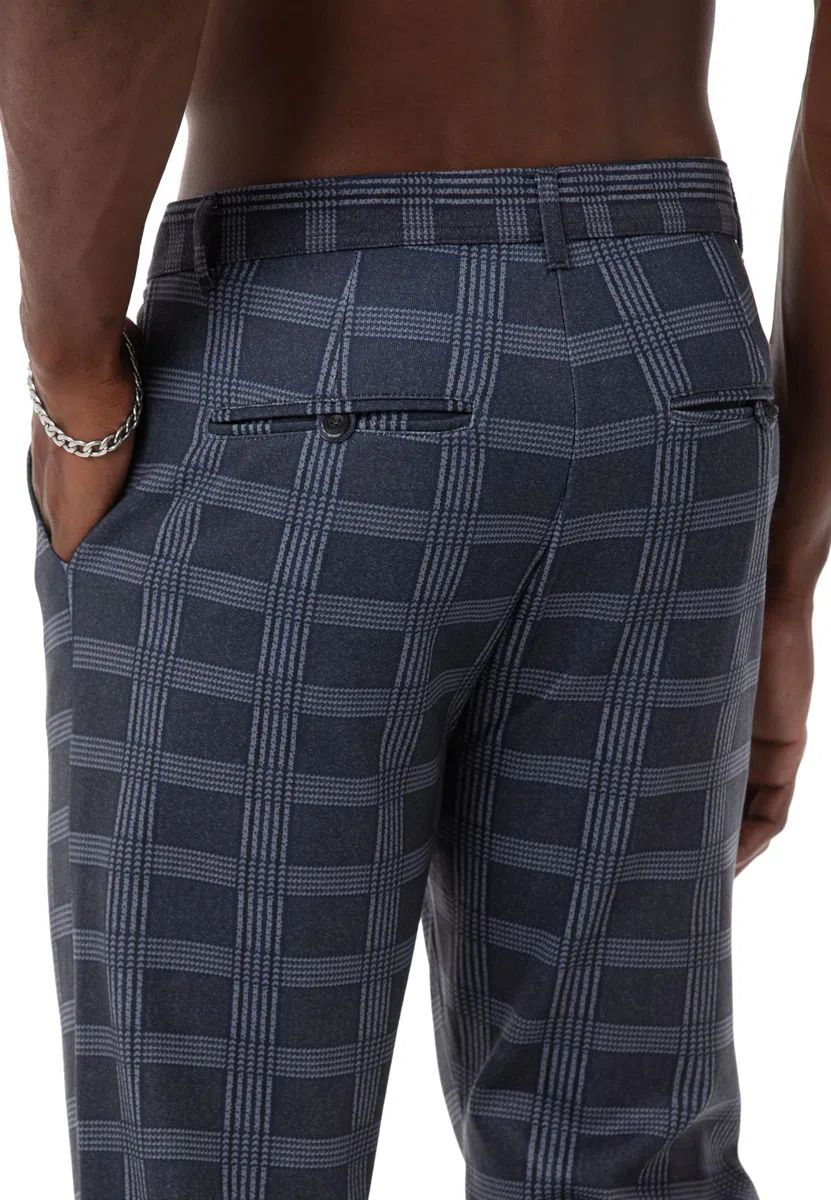 Redbridge Pantalones chinos para hombre, pantalones casuales a cuadros con cintura elástica
