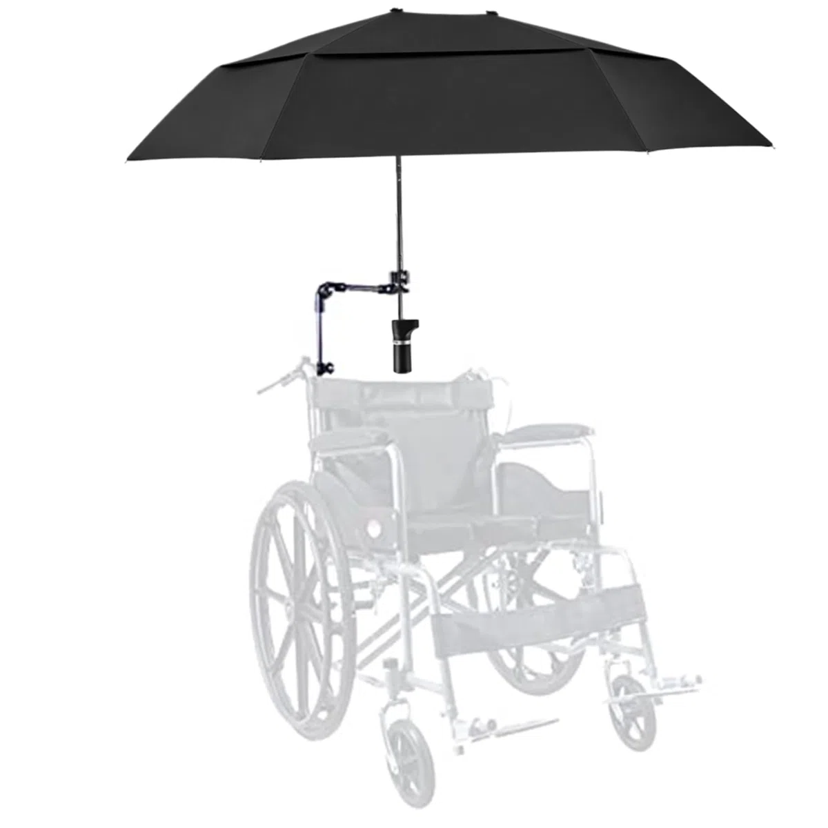 Paraguas para silla de ruedas con abrazadera, paraguas para silla con abrazadera ajustable, protección contra la lluvia/UV, de ruedas, sombrilla extendida de doble cara 40, 9 para cochecito, coc