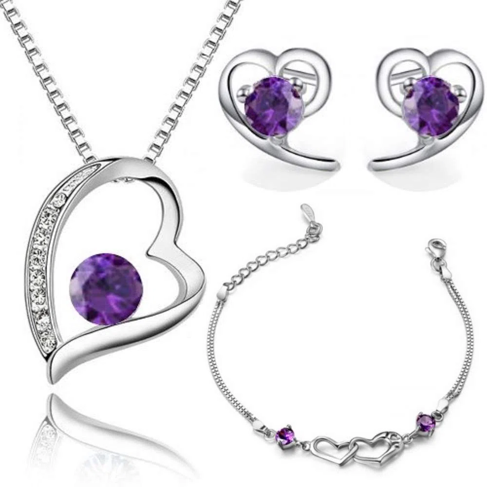 Crystalline Azuria Amor Corazón Boda Joyería Juegos de Joyas para Mujeres y Niñas Zirconia Cristales Collar Pendientes de tuerca Pulsera 18ct Chapado en Oro