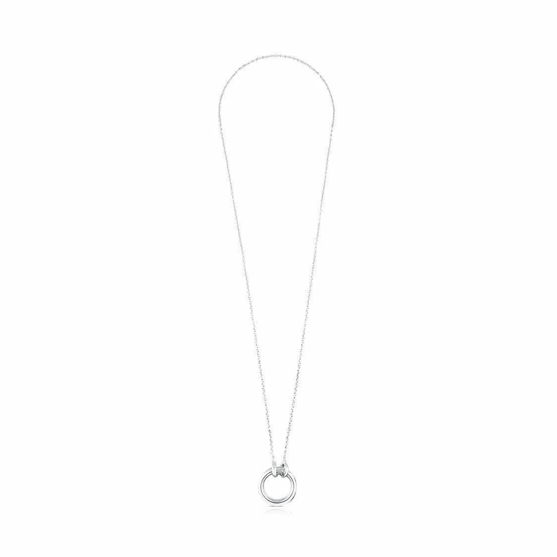 TOUS Collar de Plata de Primera Ley para Mujer con Anilla, Sencillo y Personalizable con los Accesorios, Colección Hold