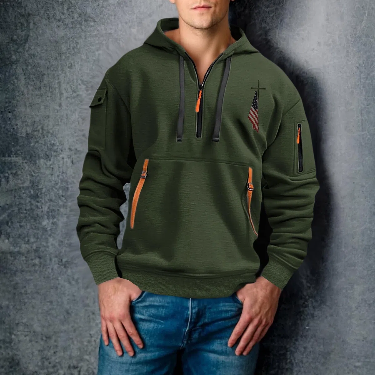 Chaqueta Verano Hombre Sudadera con Capucha Juvenil Y Moderna para Hombre, Ideal Otoño E Invierno, Camiseta Estampada En 3D Flores Dinámicas. Sudaderas De Vestir (Blackish Green, M) Sin