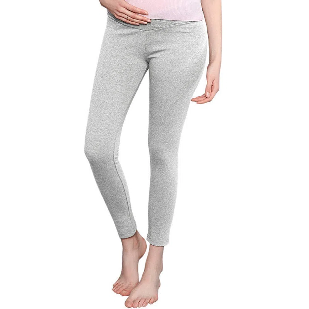 Leggings Para Mujeres Embarazadas Pantalones De Vestir Exteriores Finos Pantalones Recortados Algodón Mujeres Embarazadas Pantalones De Barriga De Arrastre Primavera Y Otoño,Cream-XL