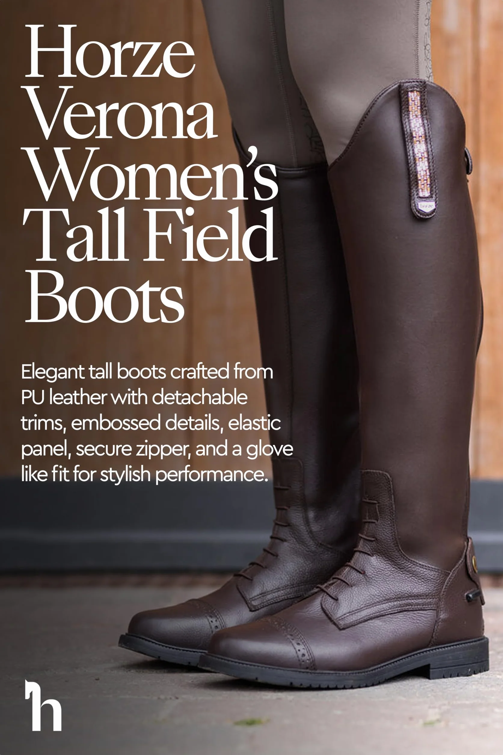 HORZE Botas Altas para Mujer Verona, Marrón oscuro, 40