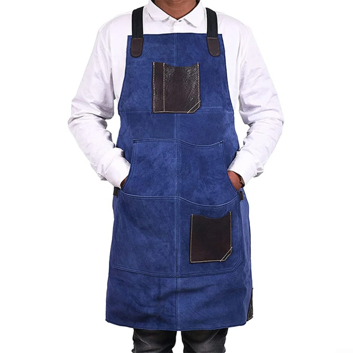 FABULETTA Delantal de fieltro de doble cara con cuero PU,correas ajustables, varios equipos de protección para soldadura, carpintería y cocina