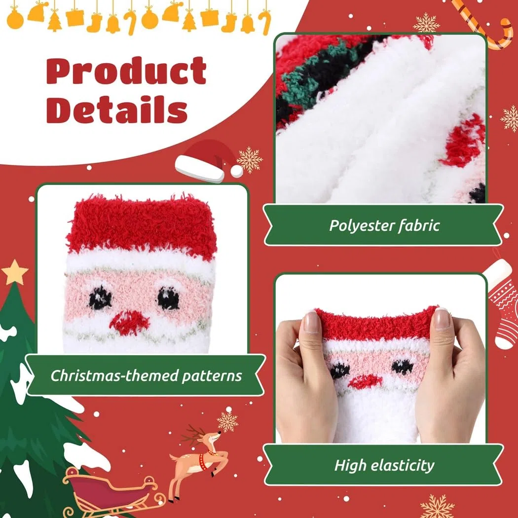 Paquete de 10 calcetines festivos de Navidad, calcetines cálidos de invierno, estampados de árbol de Papá Noel, calcetines de Navidad coloridos, perfectos para fiestas de Navidad, 5 pares,