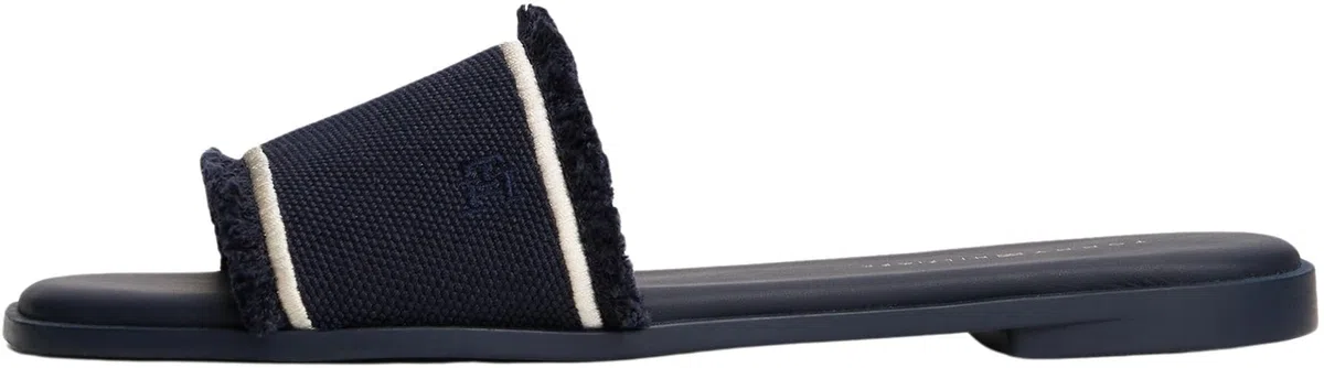 Tommy Hilfiger Sandalias Mujer Fringe Canvas Flat elegante