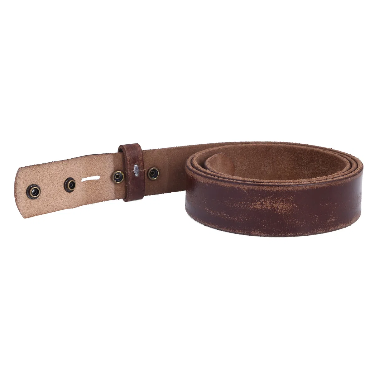 Gelante - Correa de piel auténtica sin hebilla para cinturón - Marrón - Medium (86 cm-91 cm)
