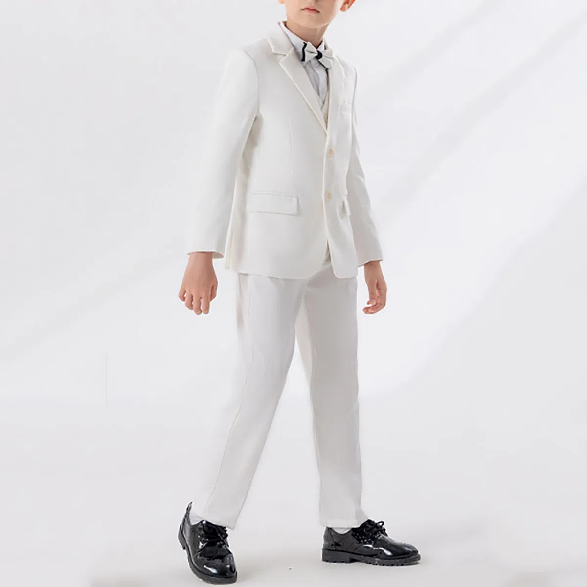 Conjunto De Traje para Niños 5 Piezas Abrigo Elegante Estilo Británico Elegante Pantalones Pajarita Práctica Festivo Fiesta Traje De Conjunto Formal Texturizado Comunión para PAJE Cómodo Ceremonias