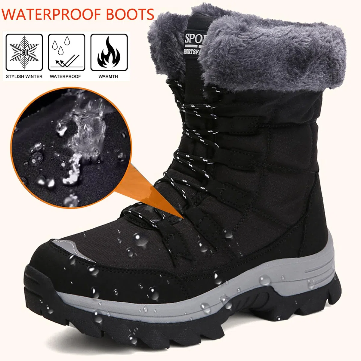 Botas para Mujer Botas de Nieve Botines de Invierno Impermeable Forradas con Pelo Botas de Senderismo Botines de Nieve Botas de Trekking Talla 37-43