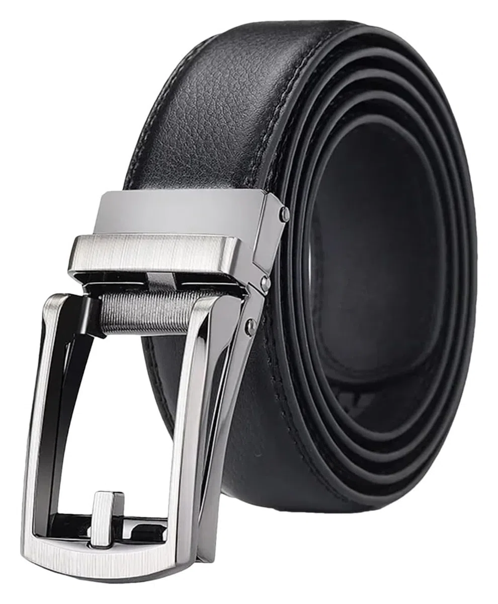 Cinturones de cuero genuino for hombre, de negocios, con hebilla de aleación ajustable automática for jeans, cinturones de cintura