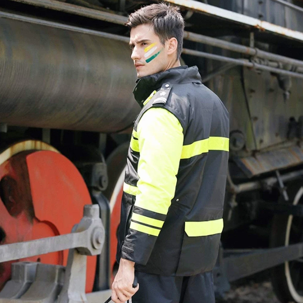 Hola Víctor, Chaleco reflectante de tela Oxford invierno, negro, varios tamaños(Coat,XL)