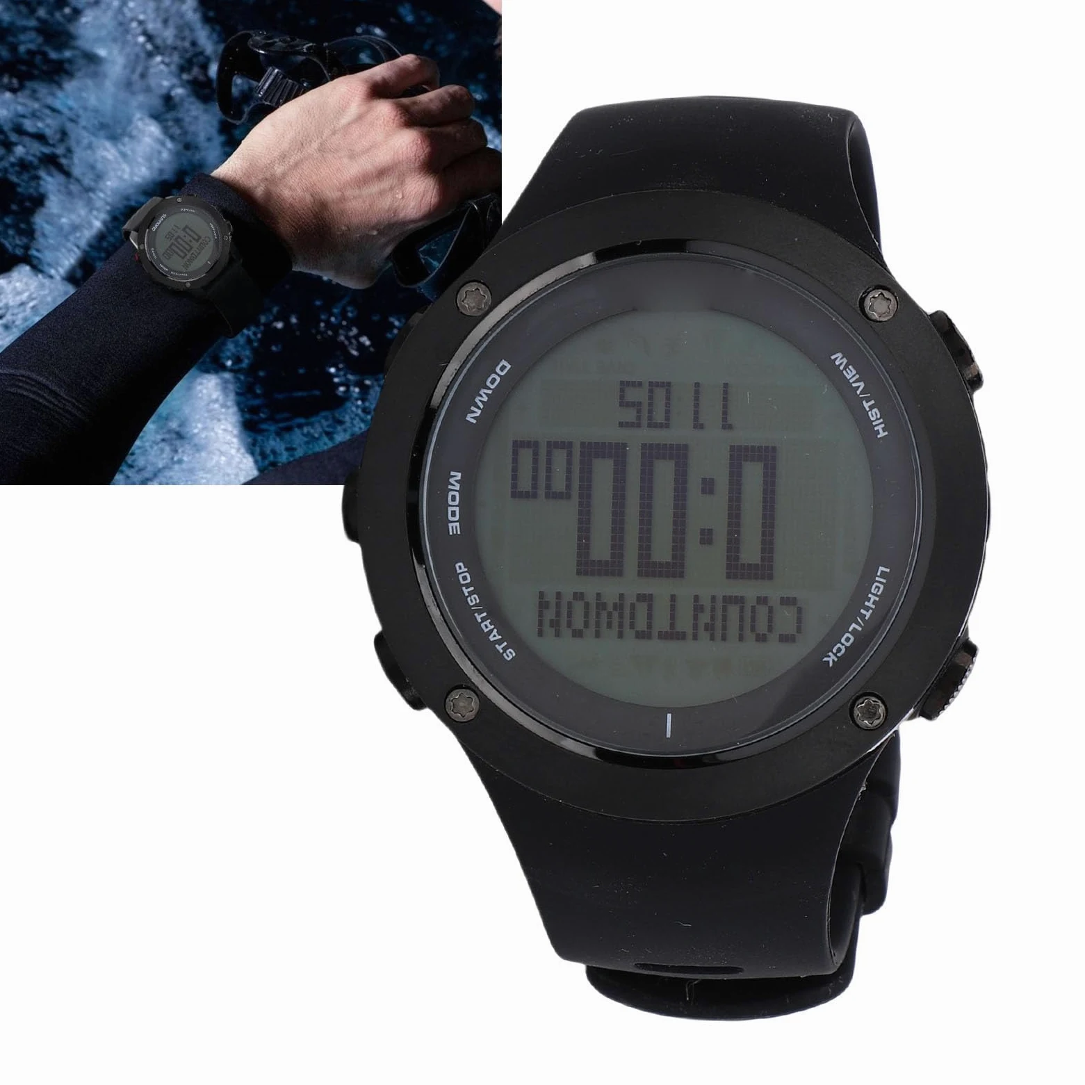 FILFEEL Reloj Deportivo para Hombre - Modo de Buceo Profesional con Sensor de Profundidad y Barómetro - 50M para Natación, Montañismo, Correr - Caja de Acero Inoxidable y Correa de Silicona -