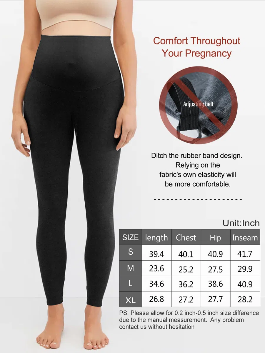 PARNIXS Leggings de maternidad gruesos para otoño e invierno, pantalones de maternidad cálidos de piel interior, pantalones de embarazo altamente elásticos y cómodos