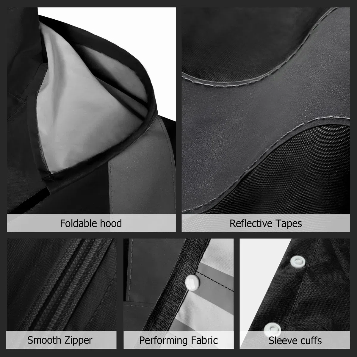 UNO - Chaqueta impermeable de alta visibilidad, impermeable con capucha, traje de lluvia ligero para actividades al aire libre