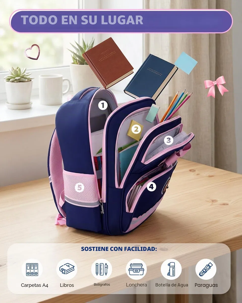 Amythe Mochila Ruedas para Niña Primaria con Bandas Reflectantes, Azul | Mochilas Carro Extraíble 6 Ruedas, Mochila Colegio Niñas 6 a 10 Años, Hidrorrepelente, con Correa Pectoral, Vuelta al cole