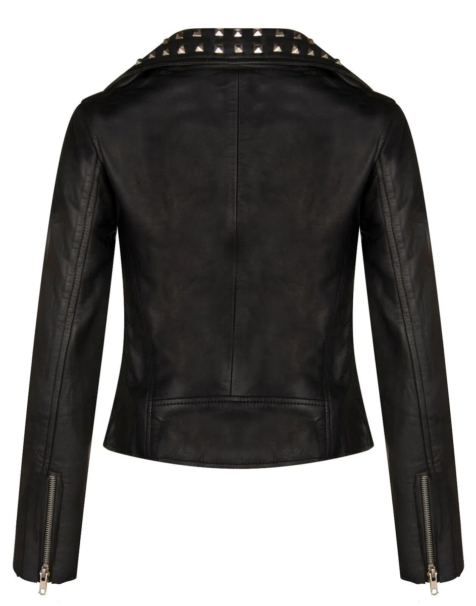 Infinity Leather Mujer Cuero Motero Chaqueta gótica con tachuelas