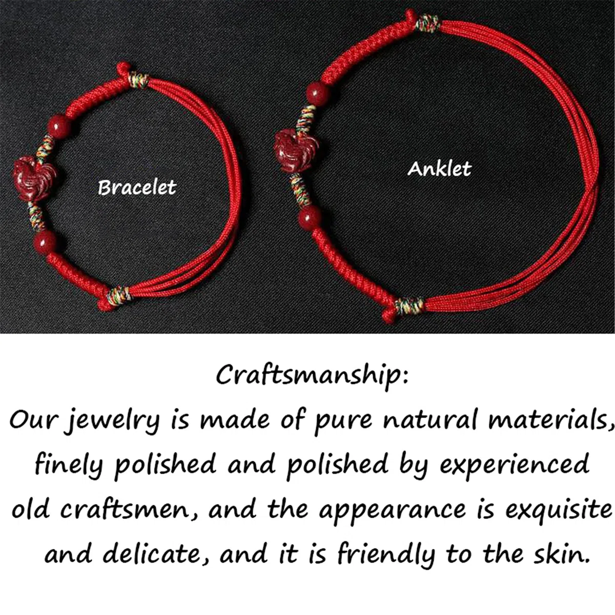 Pulsera de Piedras Preciosas Naturales, cinabrio, Amuleto de Animal del zodíaco de la Suerte, Cuerda Tejida Hecha a Mano, Hilo Rojo, atraer relación romántica, Dinero, Prosperidad, Suerte, Pulsera,