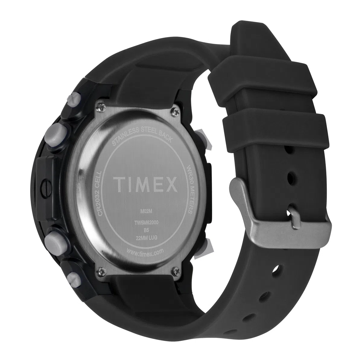Timex Sport - Reloj de 50 mm para Hombre, Correa de Resina Negra, Esfera Digital, Caja Negra TW5M61900