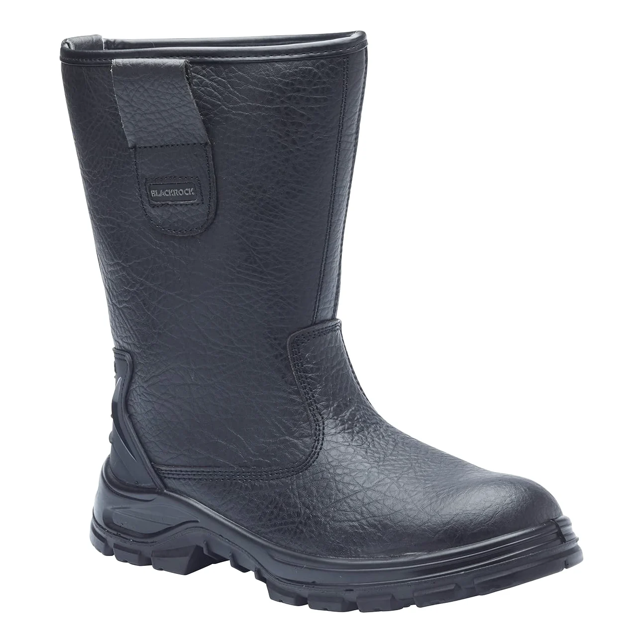 Blackrock S1-P SRC Safety Rigger Work Boots, Mens Womens Steel Toe Cap Black Leather, Botas de trabajo, Calzado de seguridad, Suela intermedia protectora, Jardinería, Calzado de trabajo y utilitario