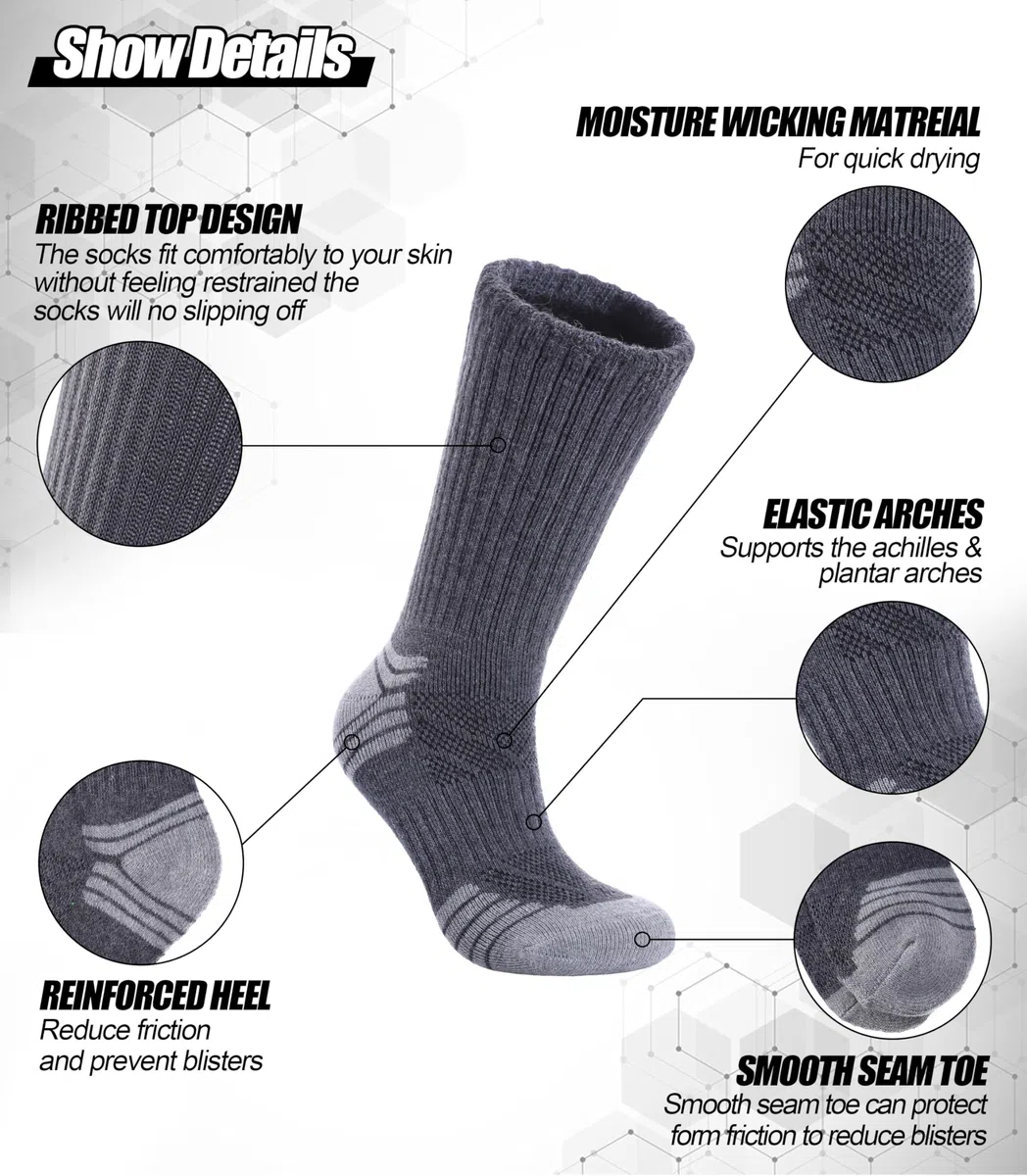 Calcetines térmicos de lana merino para mujer, calcetines cálidos para botas de invierno, calcetines atléticos, para trabajo, acogedores, 5 pares