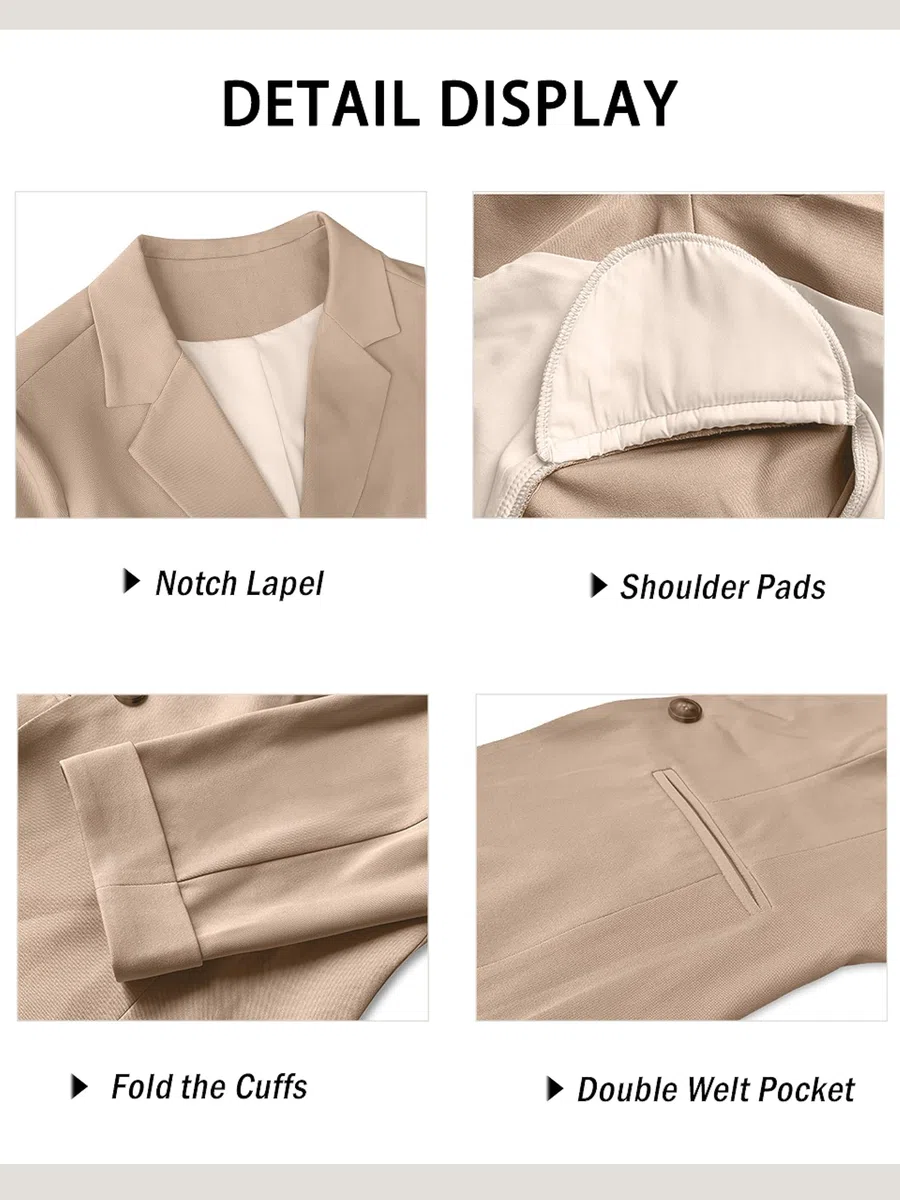 GRECERELLE Blazers para mujer, chaquetas de traje ligeras, manga 3/4, casual, para el trabajo, la oficina, con bolsillos