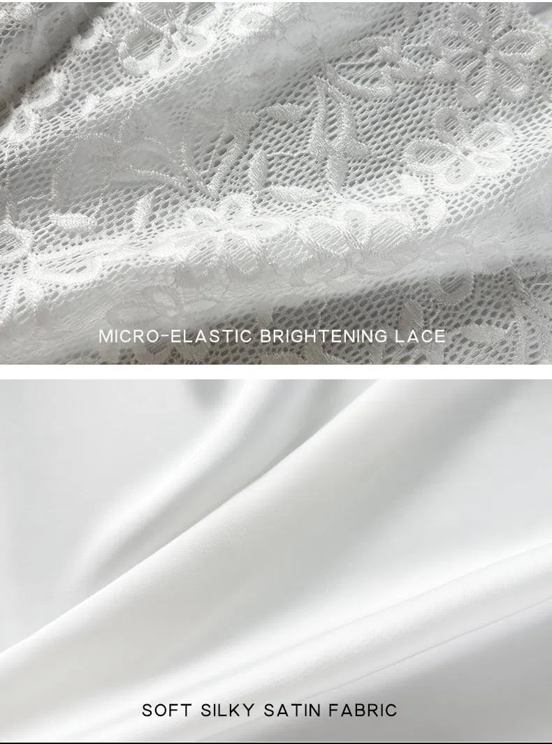 Bata de satén para novia, ropa de dormir blanca de manga larga, ropa de dormir ligera para mujer, para bodas, spa y hogar
