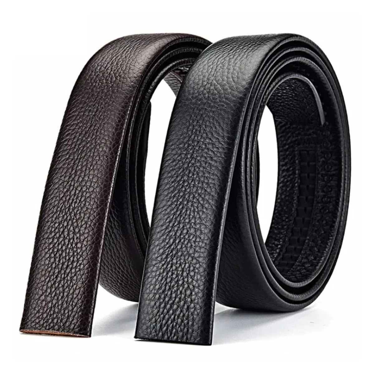 Correa de cinturón de repuesto automática de cuero PU unisex sin hebilla | 1 pieza de 3,5 cm de ancho, largo de 100 a 180 cm, piel sintética duradera, apto for uso diario.