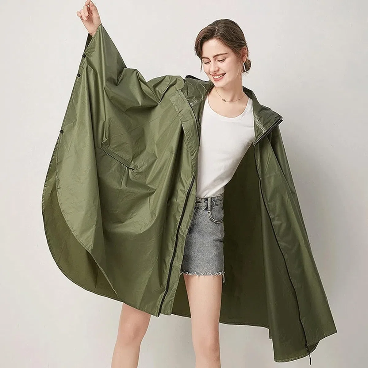 Capa de Lluvia Reutilizable Poncho De Lluvia Capa Para Adultos Impermeable Ligero Y Transpirable Grande Ropa de Agua para Exteriores