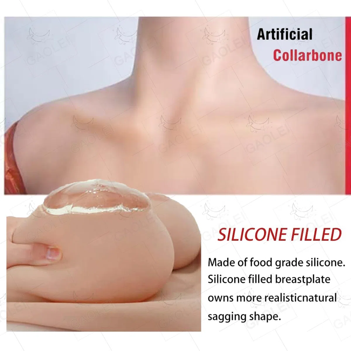 Adima Traje de Silicona travestido Touch Soft Artificial D/G Cup Breast Form con catéter para mastectomía transgénero