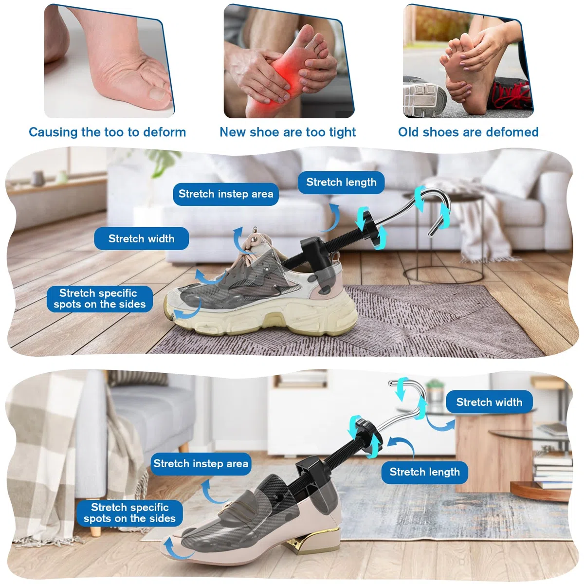 eachway - Horma para zapatos, con longitud y anchura ajustables, para hombre y mujer