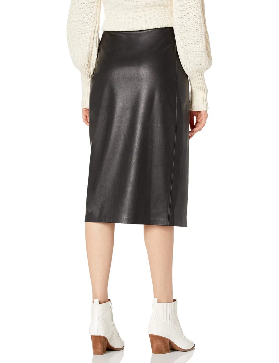 The Drop Manon Falda Midi Cruzada de Piel Sintética Skirts Mujer