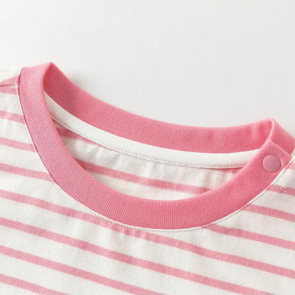 CYBHSM - Camisetas de verano con estampado de dibujos animados para niñas, camisetas de algodón de manga corta para niños, ropa casual al aire libre