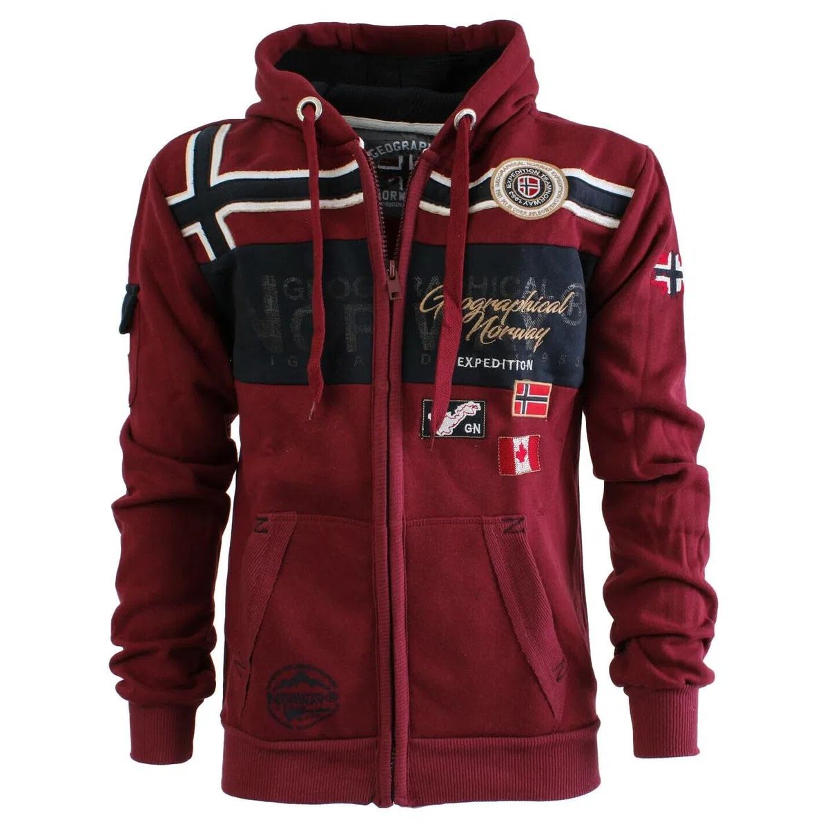 Geographical Norway GARADOCK Men - Sudadera con cremallera para hombre - Sudadera de algodón para hombre - Sudadera con capucha - Chaqueta de manga larga - Sudadera con capucha Sport Casual Bolsillos