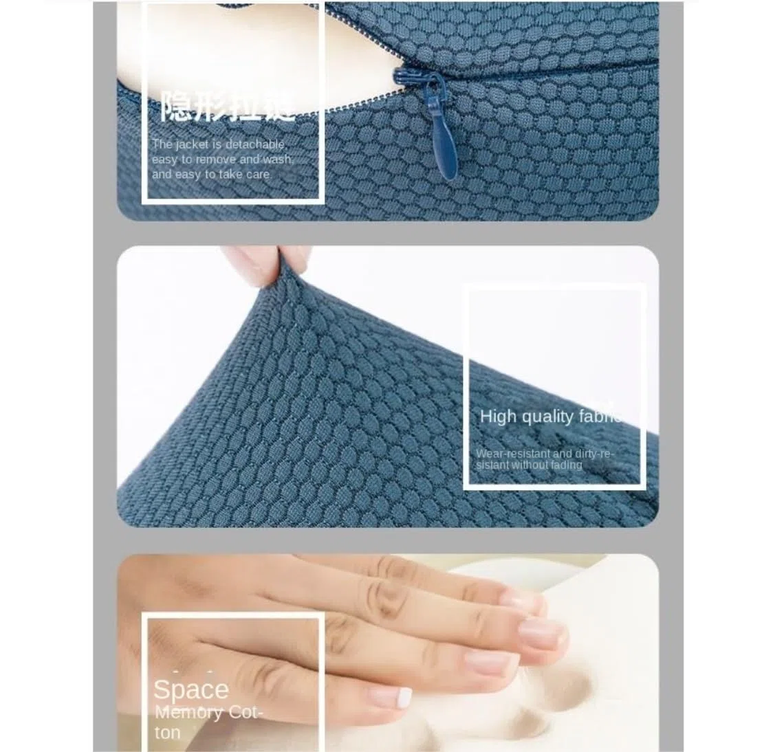 Almohada De Viaje Cuello Oficina Almohada De Viaje Espuma Viscoelástica, Nailon para El Cuello, Avión Lavable Accessorios De Viaje(F)