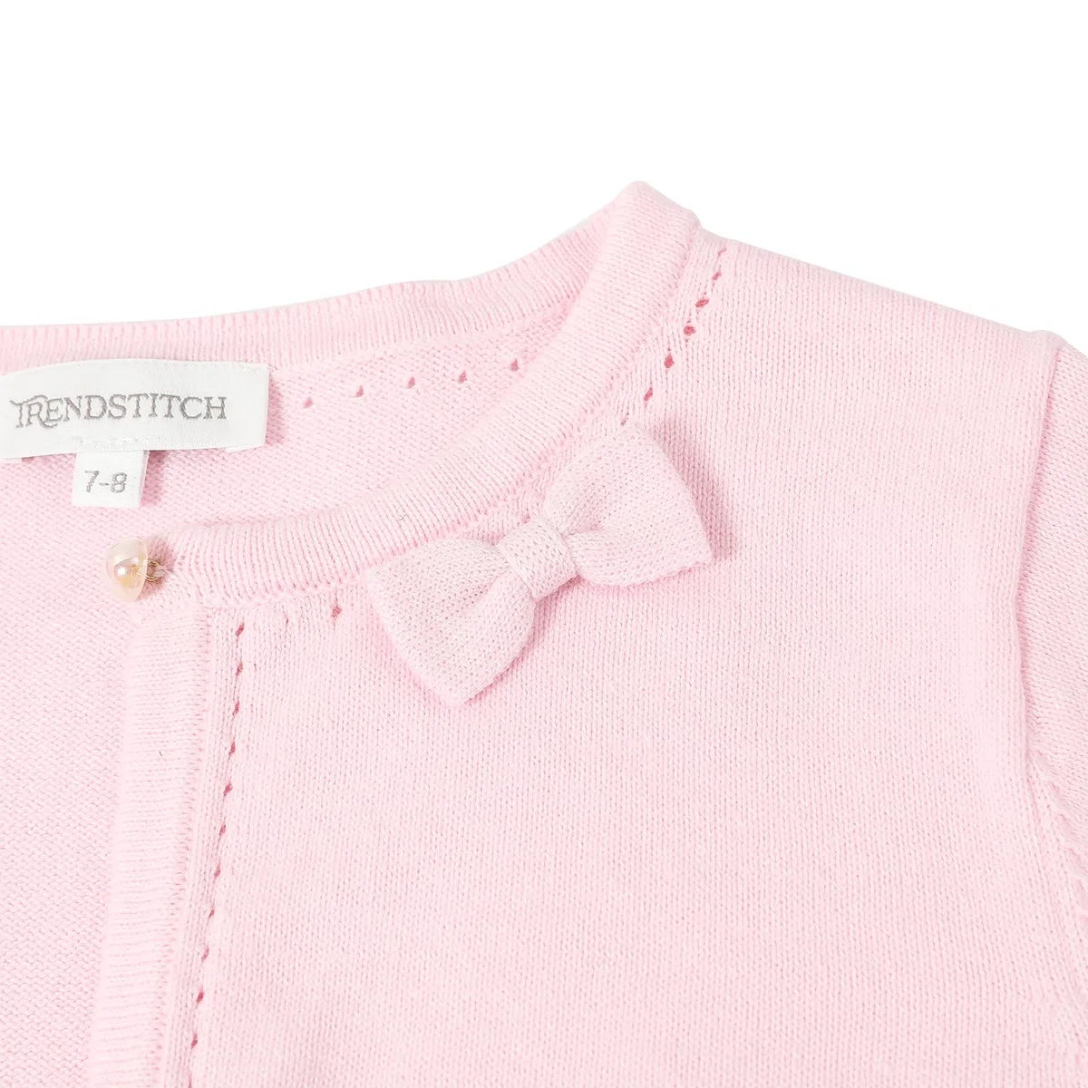 Cárdigan tipo bolero de punto de manga larga para niña con cierre de botón de lazo, chaqueta de punto para niños