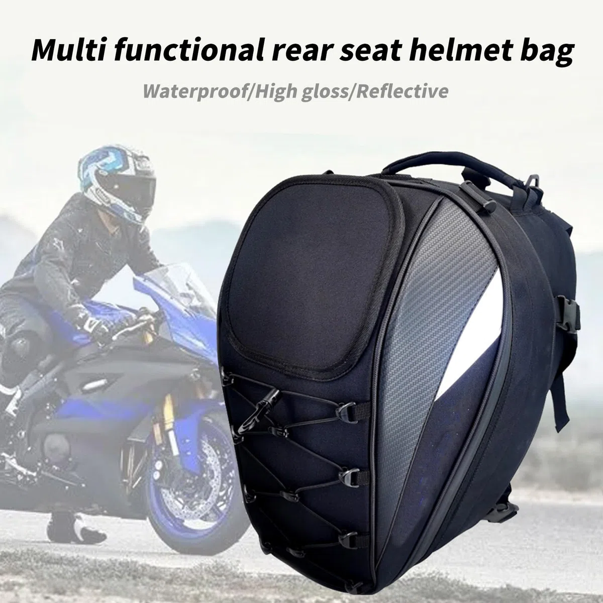 Bolsa Trasera Casco Almacenamiento Multiusos Mochila de Equitación para Asientos Traseros Gran Capacidad Impermeable Para El Trabajo Diario
