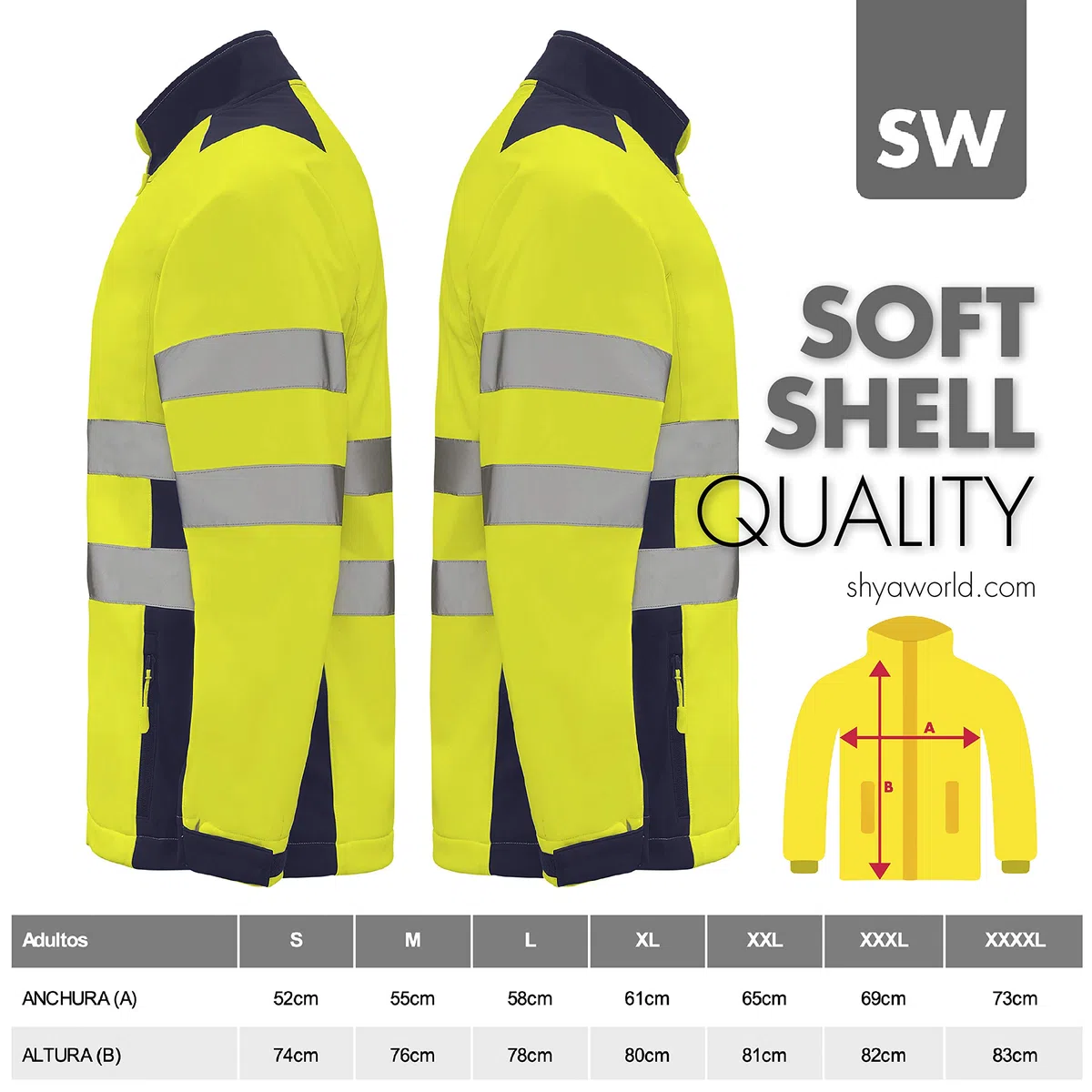 Chaqueta Softshell Alta Visibilidad Trabajo homologada Reflectante Cortavientos Impermeable