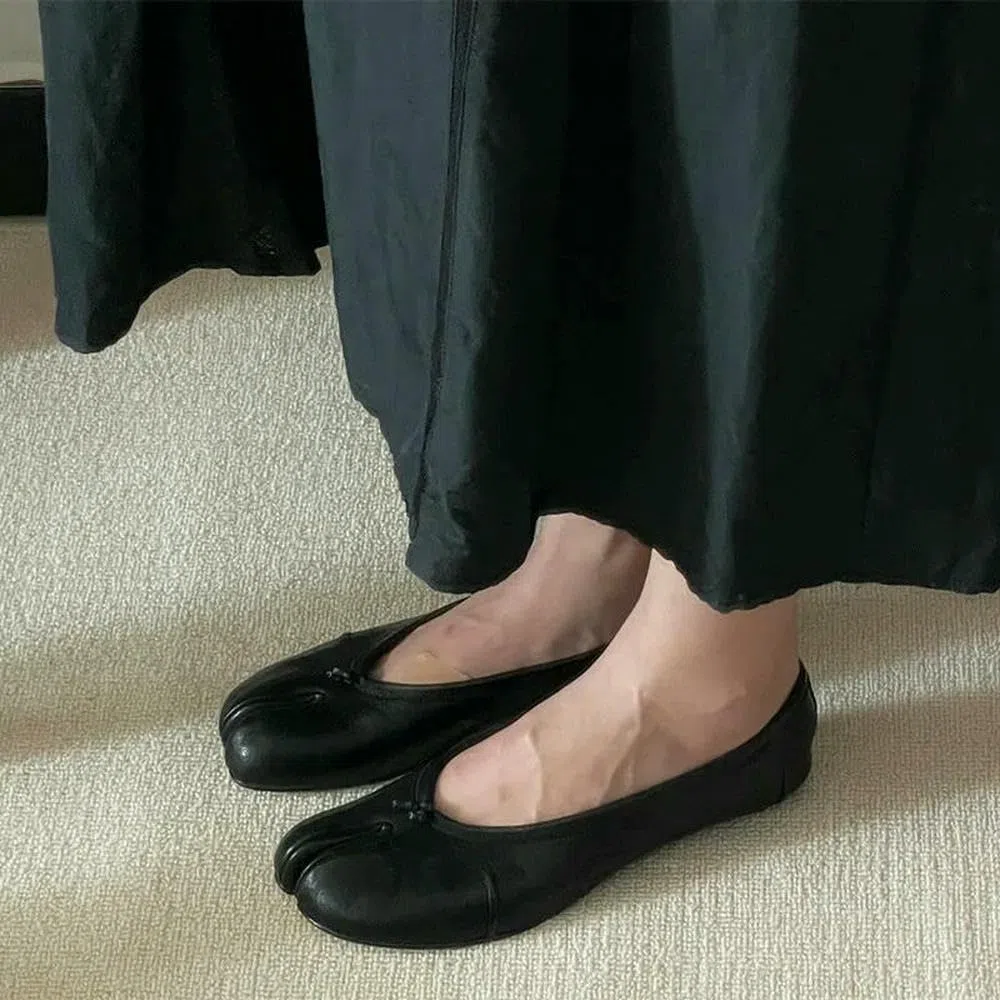 SLJYM - Zapatos planos de ballet Tabi de piel suave para mujer, cómodos, para caminar, informales, para niñas, zapatos de baile