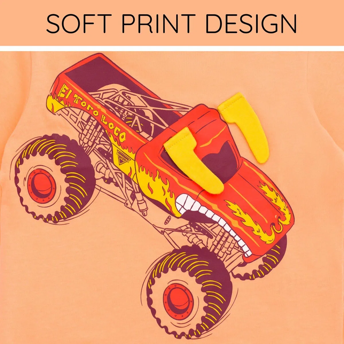 Monster Jam - Camiseta de manga corta para niños (3D, 3D) | 100% algodón, cuello redondo acanalado, jersey de punto suave, lavable a máquina