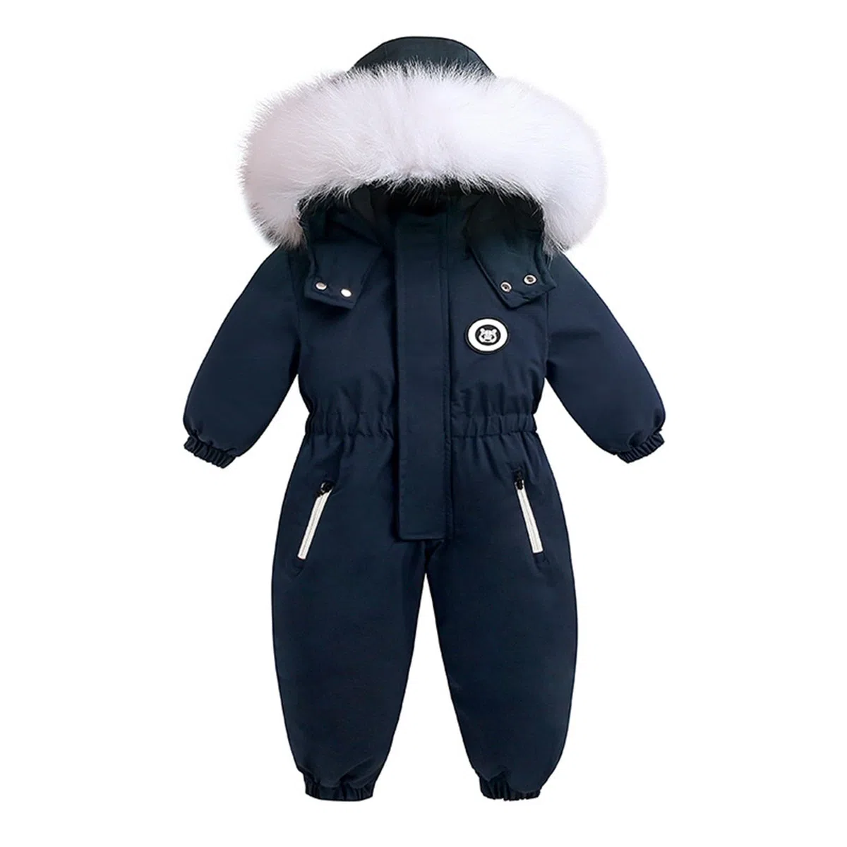 Generisch Bebé Niña Invierno Engrosada Capucha Mono Traje de Nieve Niño a Prueba de Viento Cálido Bodysuit Outwear Nieve Desgaste Negro Corto Mujer
