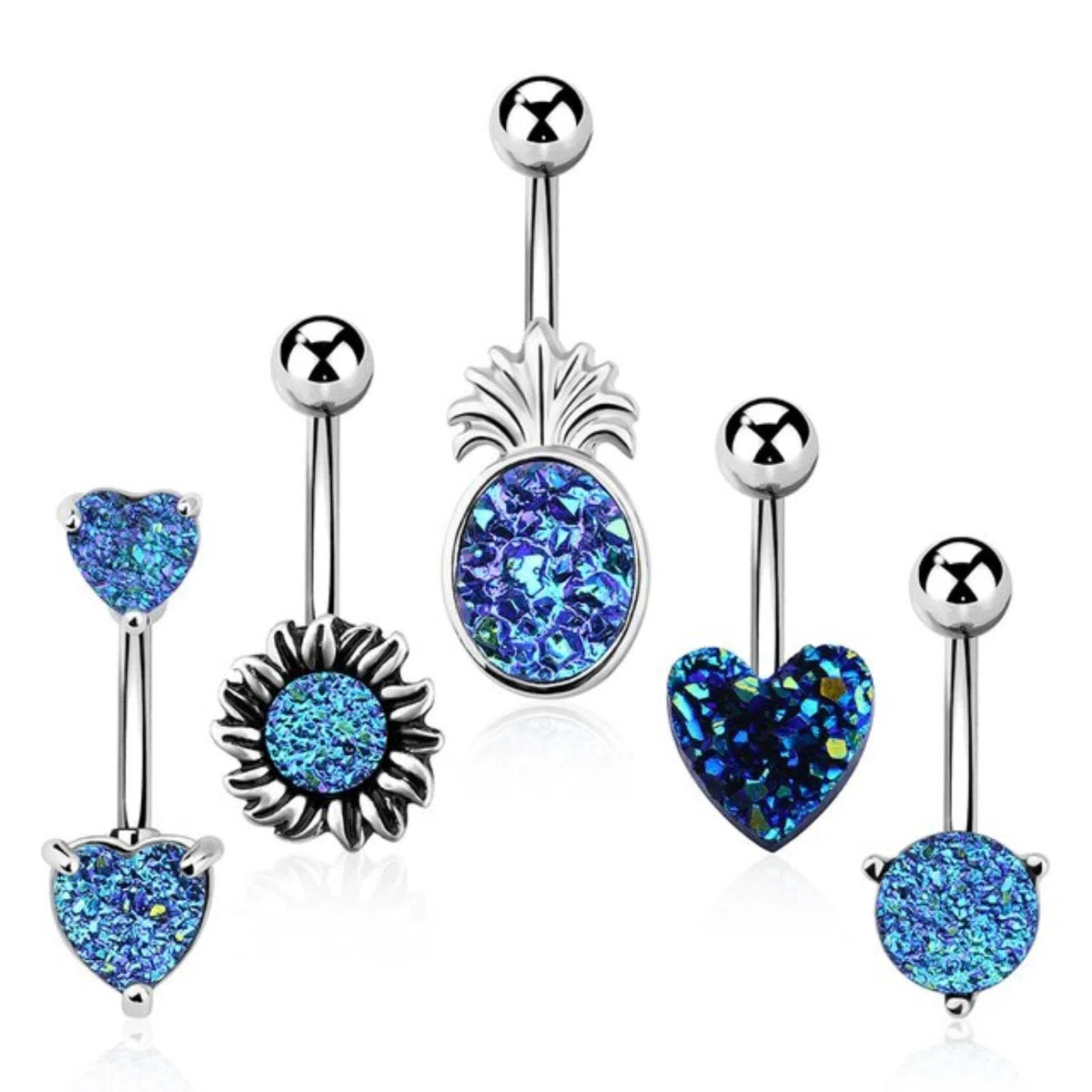 BEDT 5 Unids/Set 14g Garra De Dragón Ombligo Anillos Piercing Quirúrgico Ombligo Anillos Joyería
