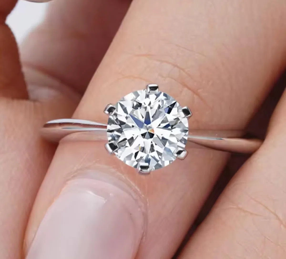 Anillo Solitario de acero inoxidable con Cristal Redondo, Ajustable, Estilo Clásico, para Compromiso o Boda
