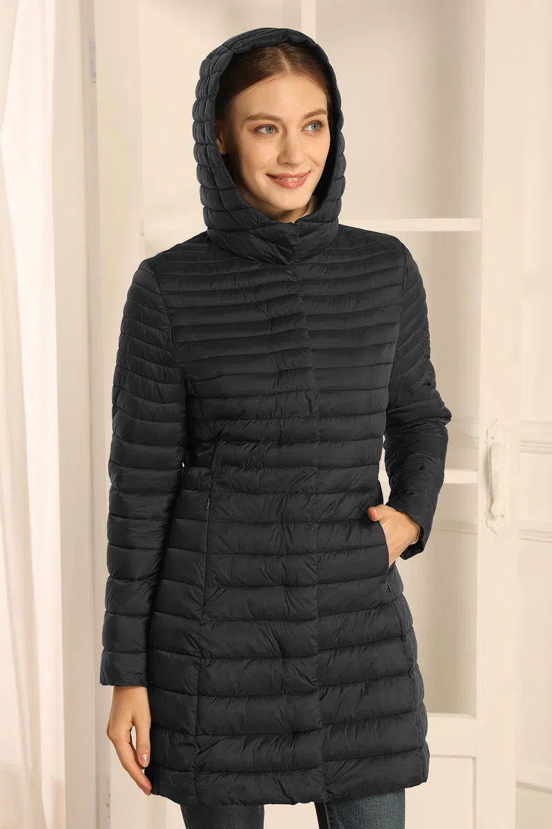 Giolshon Chaqueta Acolchada Ligera Para Mujer Largo Abrigo De Burbujas De Invierno Con Relleno De Algodón Slim Fit